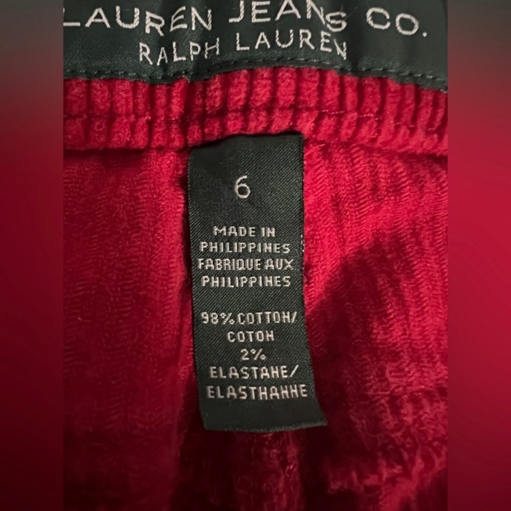Lauren Ralph Lauren Classic Straight Y2K Preppy Red 5 Pocket Corduroy Jeans Sz 6 - Picture 6 of 13